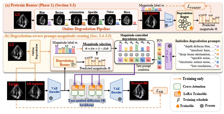 DAP-MR: Degradation-Aware Prompt–Magnitude Routing for Real-World Ultrasound Super-Resolution